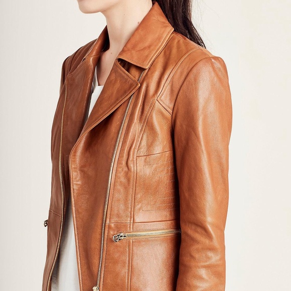 True Religion Jackets & Blazers - True Religion 100% Leather Moto Jacket in Cognac | Size Medium